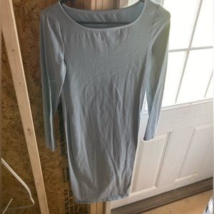 (2 for 1) Brown/Skyblue midi bodycon dress.